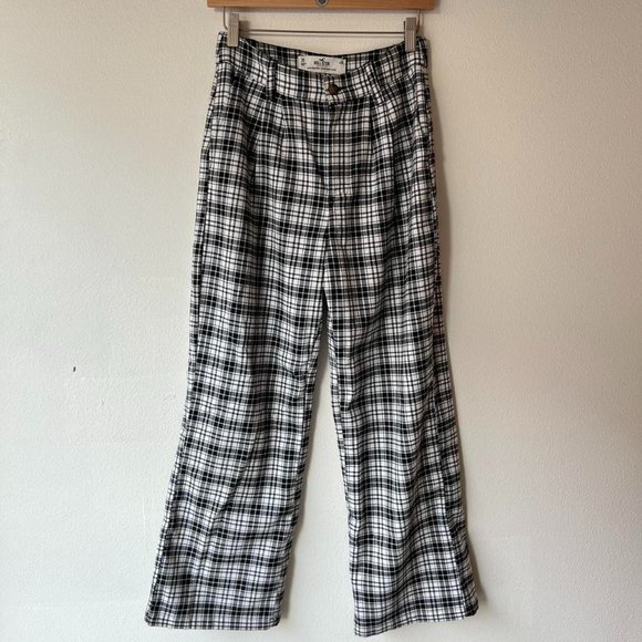 Wide Leg Black/White Plaid Pants - Picture 1 of 2